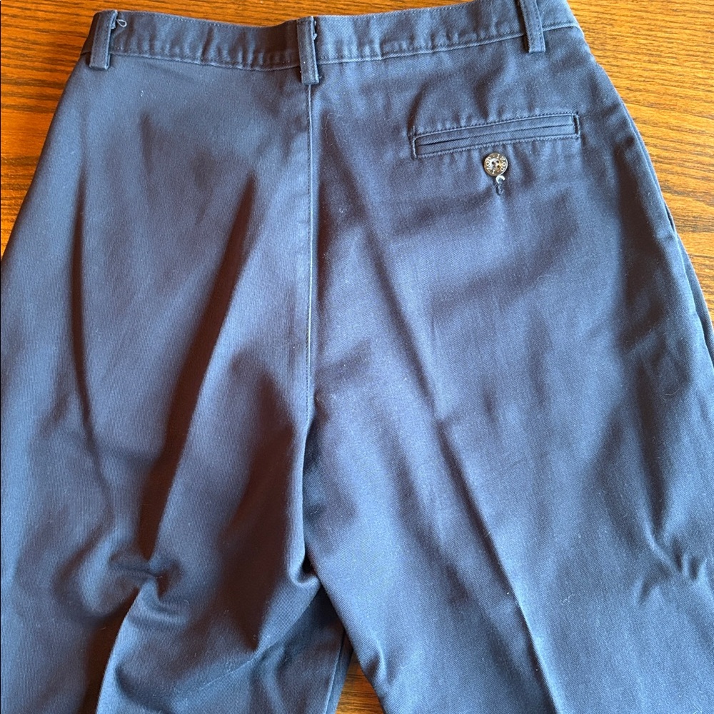 Izod double pleat navy cotton wide leg high rise pants EUC - Picture 3 of 5